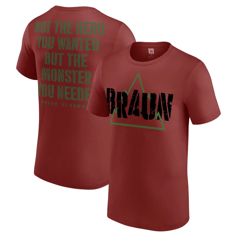 Men's Maroon Braun Strowman The Monster You Needed T-Shirt sold by WWE