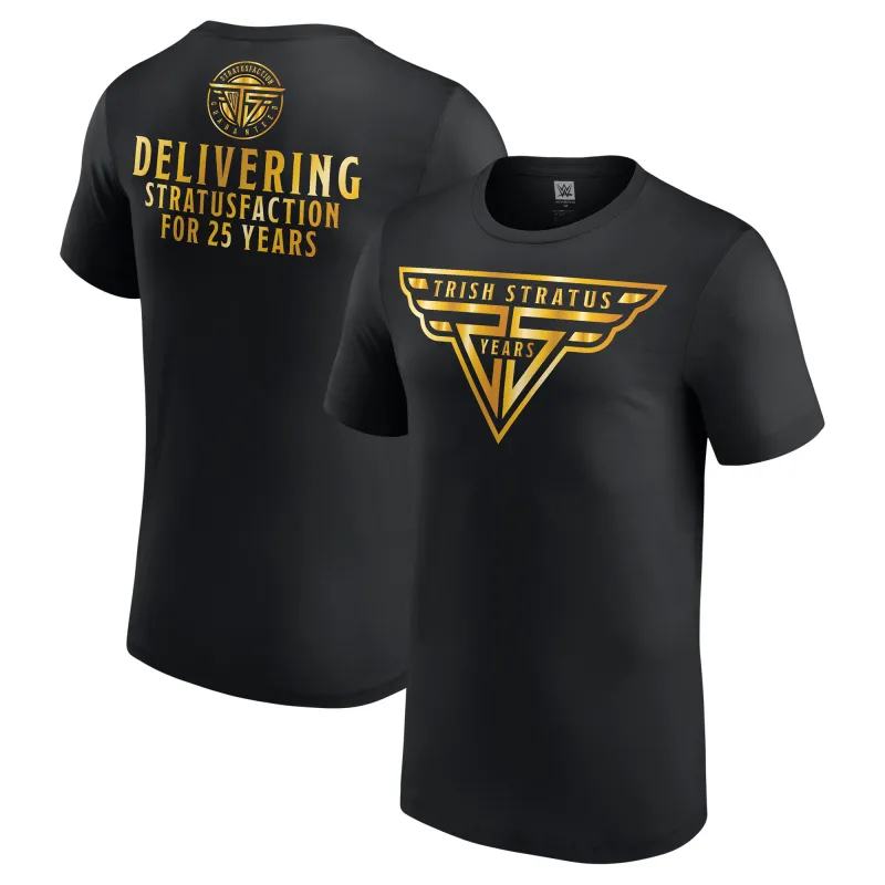 Men's Black Trish Stratus 25 Year Anniversary T-Shirt sold by WWE