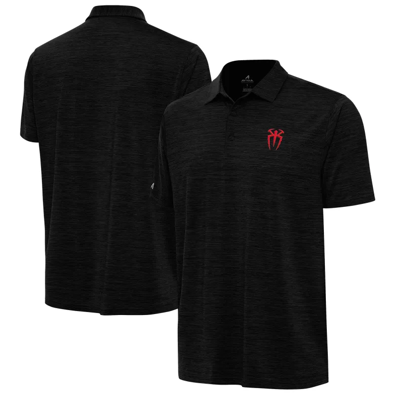 Men's Antigua Heather Black Roman Reigns Layout Polo sold by WWE