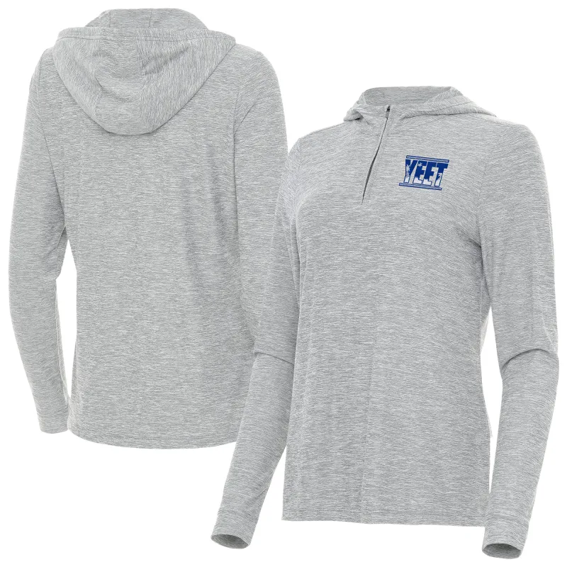 Women's Antigua Heather Gray Jey Uso Daybreak Quarter-Zip Hoodie sold by WWE