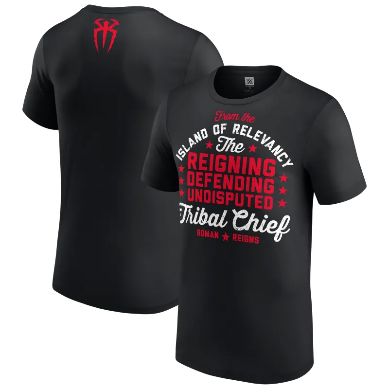 Men's Black Roman Reigns The Undisputed Tribal Chief T-Shirt sold by WWE