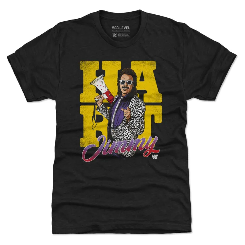Men's 500 Level  Heather Black Jimmy Hart Premium Tri-Blend T-Shirt sold by WWE