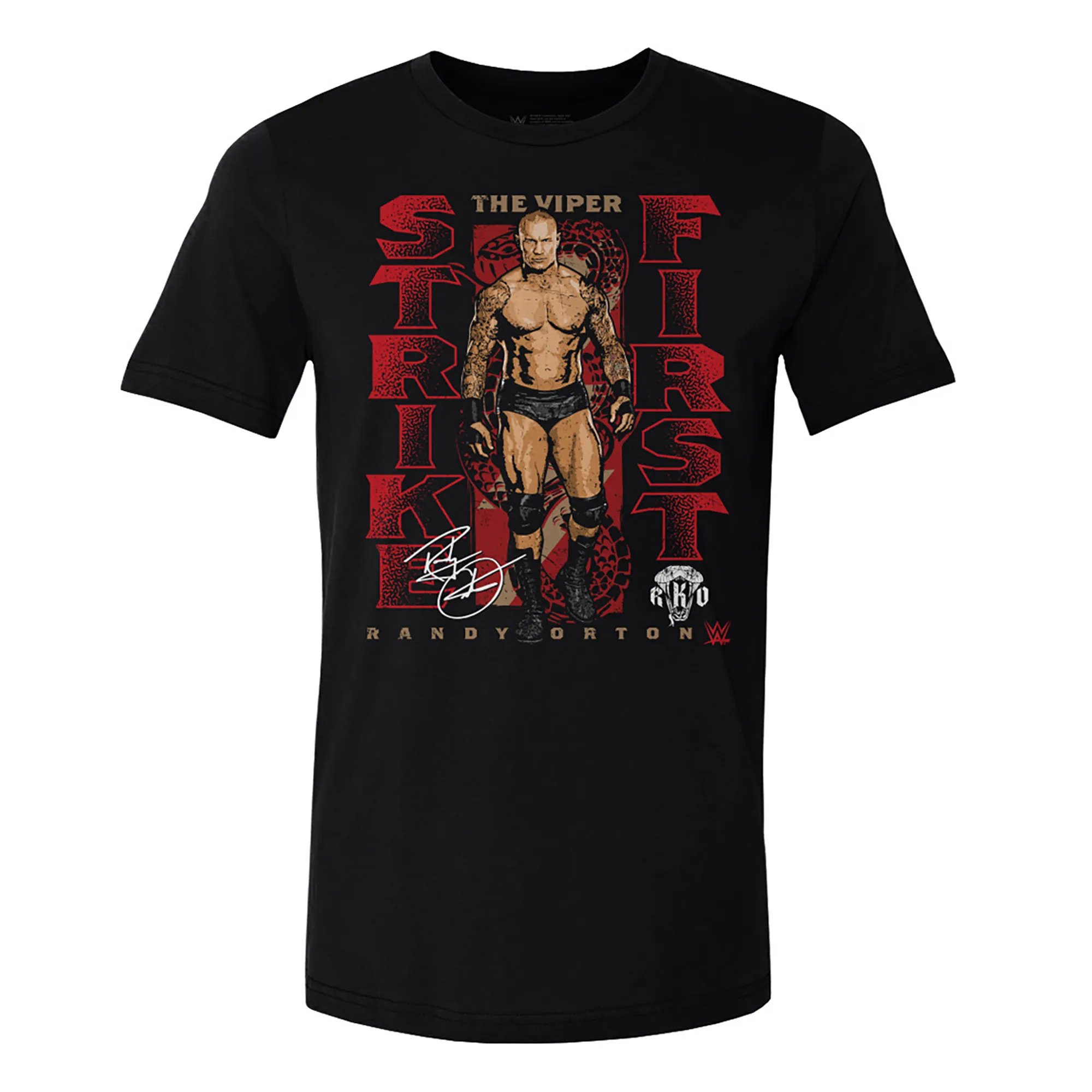 Men's 500 Level Black Randy Orton The Viper Strike First T-Shirt sold by WWE