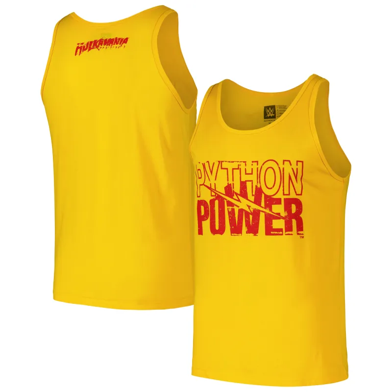 Men's Yellow Hulk Hogan Python Power Tank Top sold by WWE