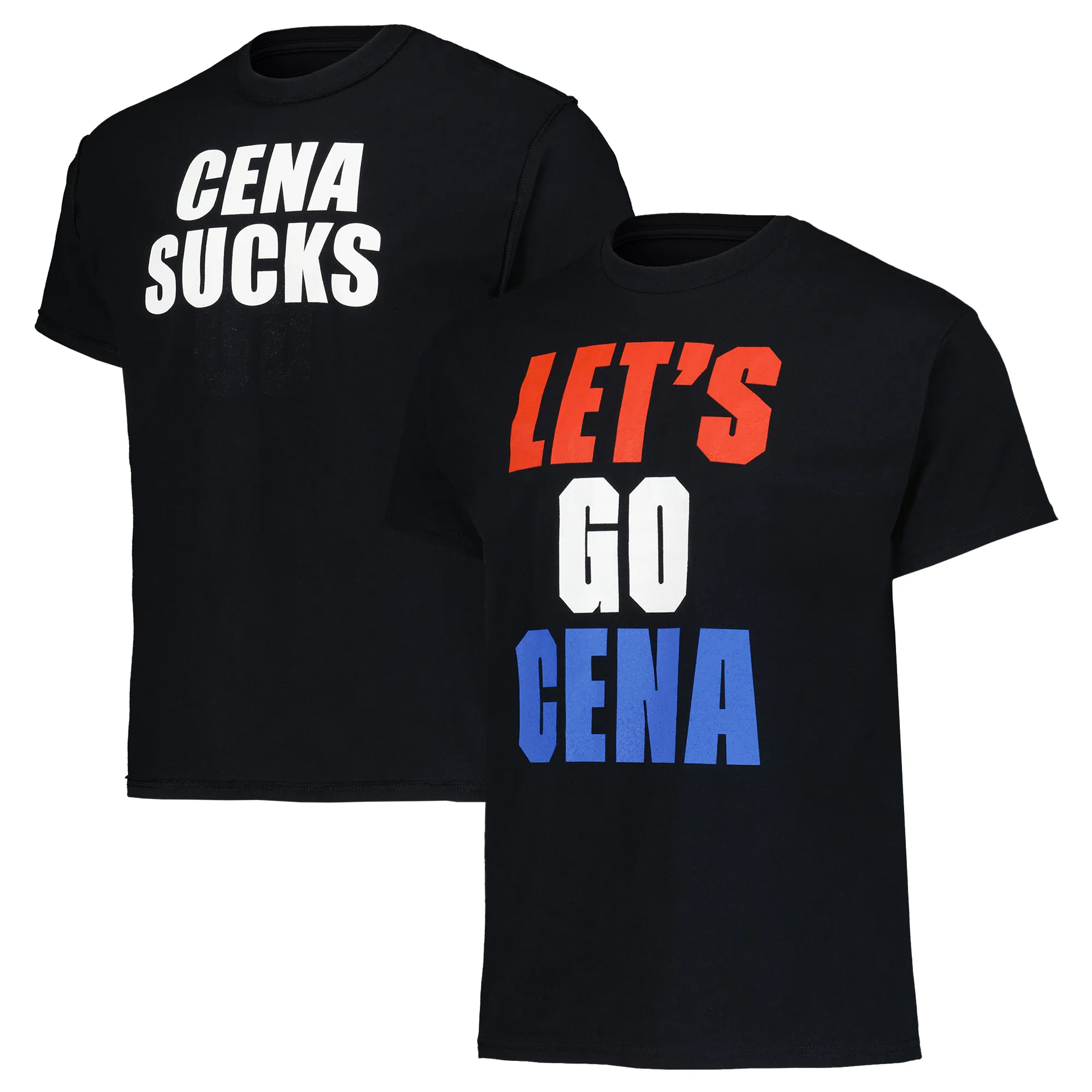 Men's Black John Cena Let's Go Cena/Cena Sucks Reversible T-Shirt sold by WWE