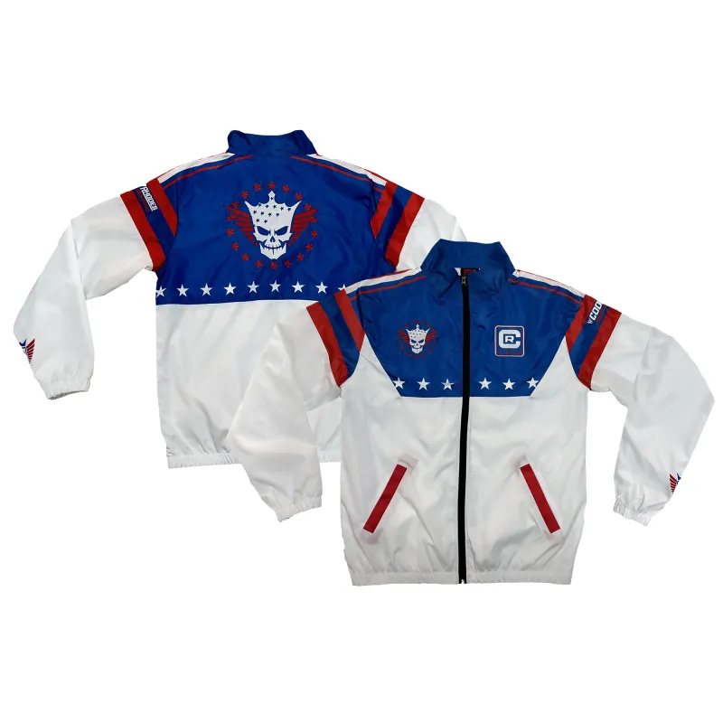 Men's White Cody Rhodes Stars and Stripes Windbreaker Full-Zip Jacket sold by WWE