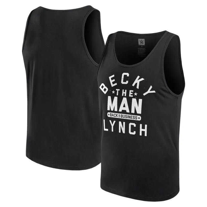 Men's Black Becky Lynch Back In Business Tank Top sold by WWE