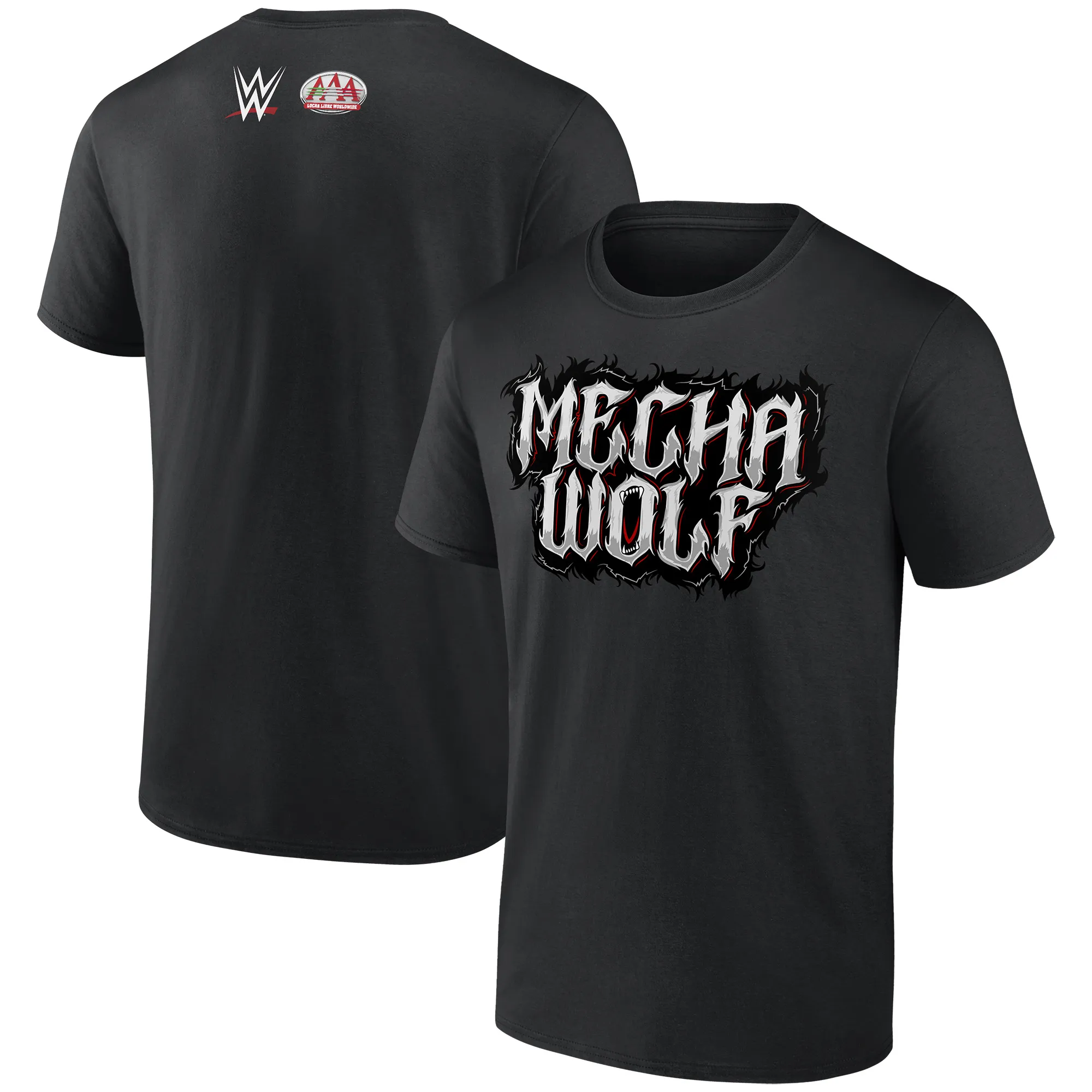 Men's Black Mecha Wolf AAA Superstar T-Shirt sold by WWE