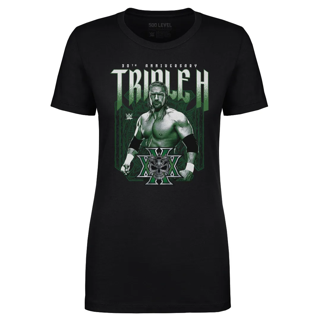 Women's 500 Level Black Triple H 30th Anniversary T-Shirt sold by WWE