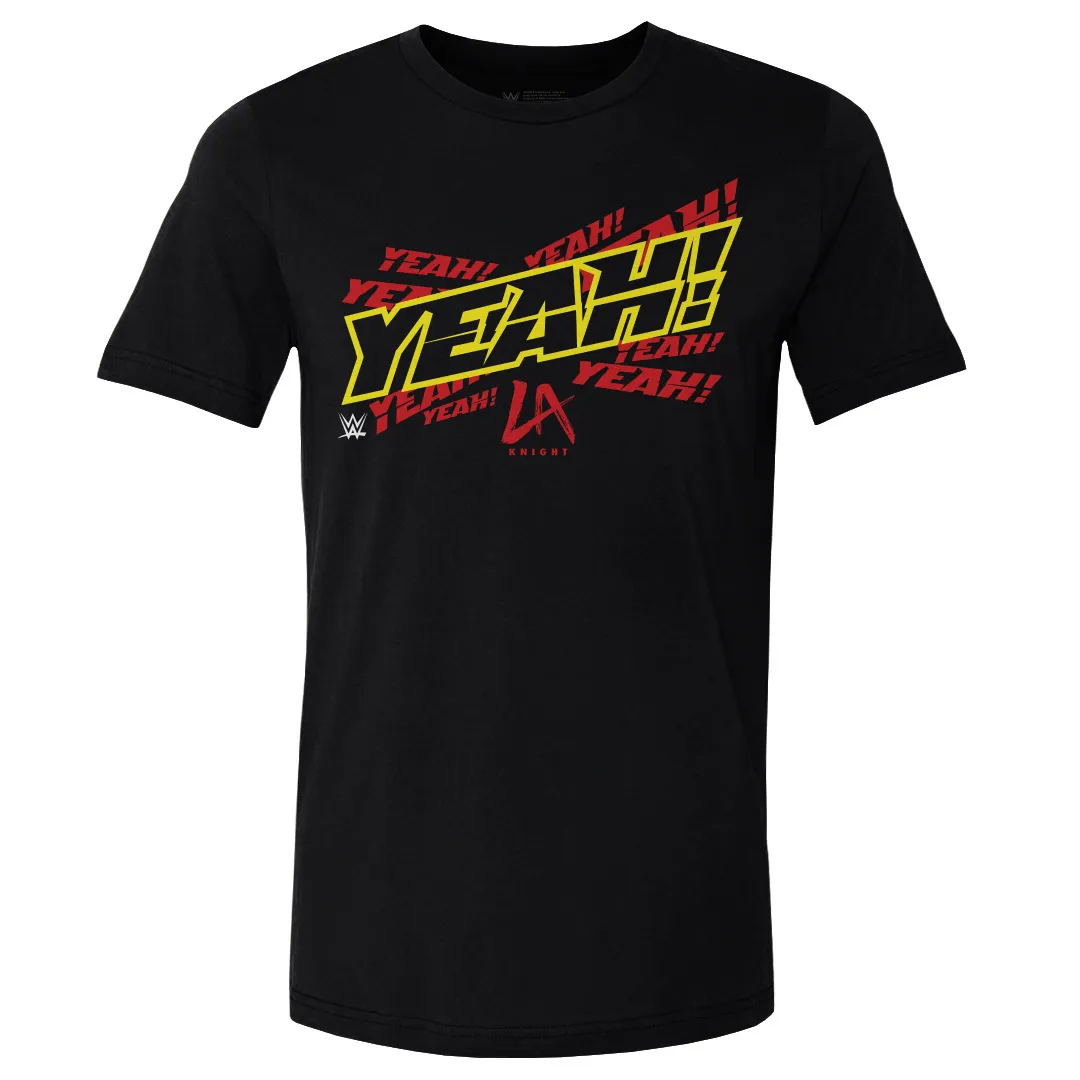 Men's 500 Level Black LA Knight Yeah Repeat T-Shirt sold by WWE