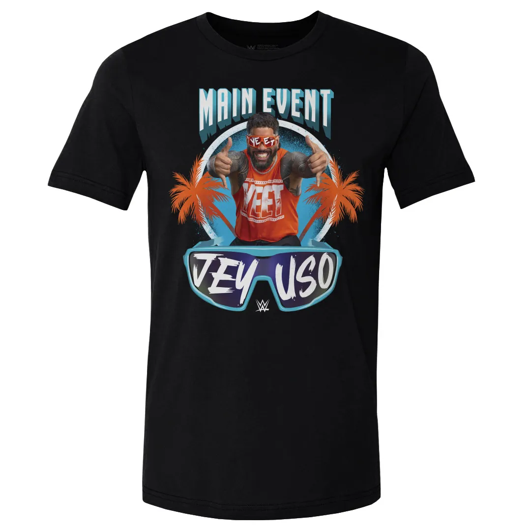 Men's 500 Level Black Jey Uso Main Event Palms T-Shirt sold by WWE