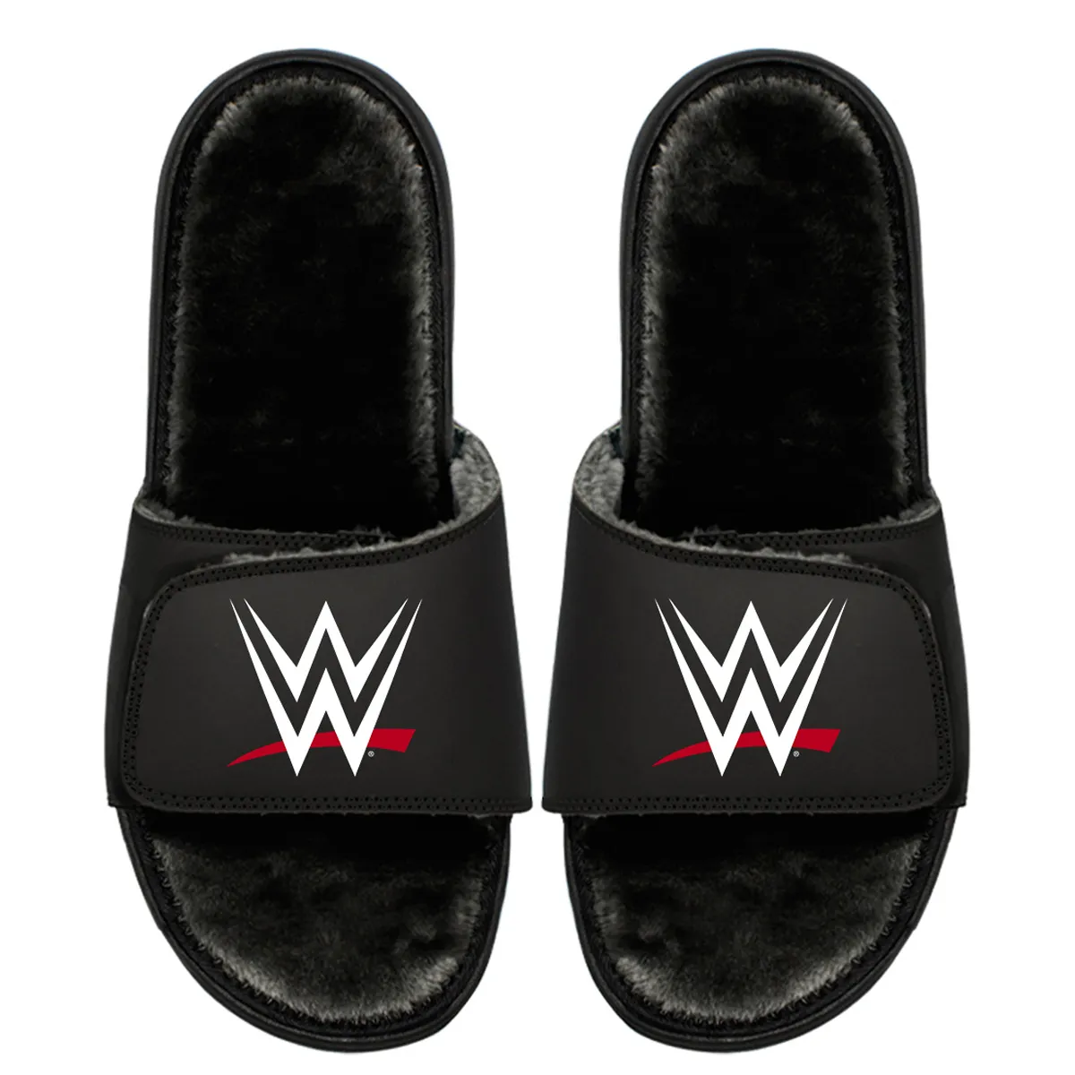 Unisex ISlide Black WWE Logo Fur Wordmark Slide Sandals sold by WWE