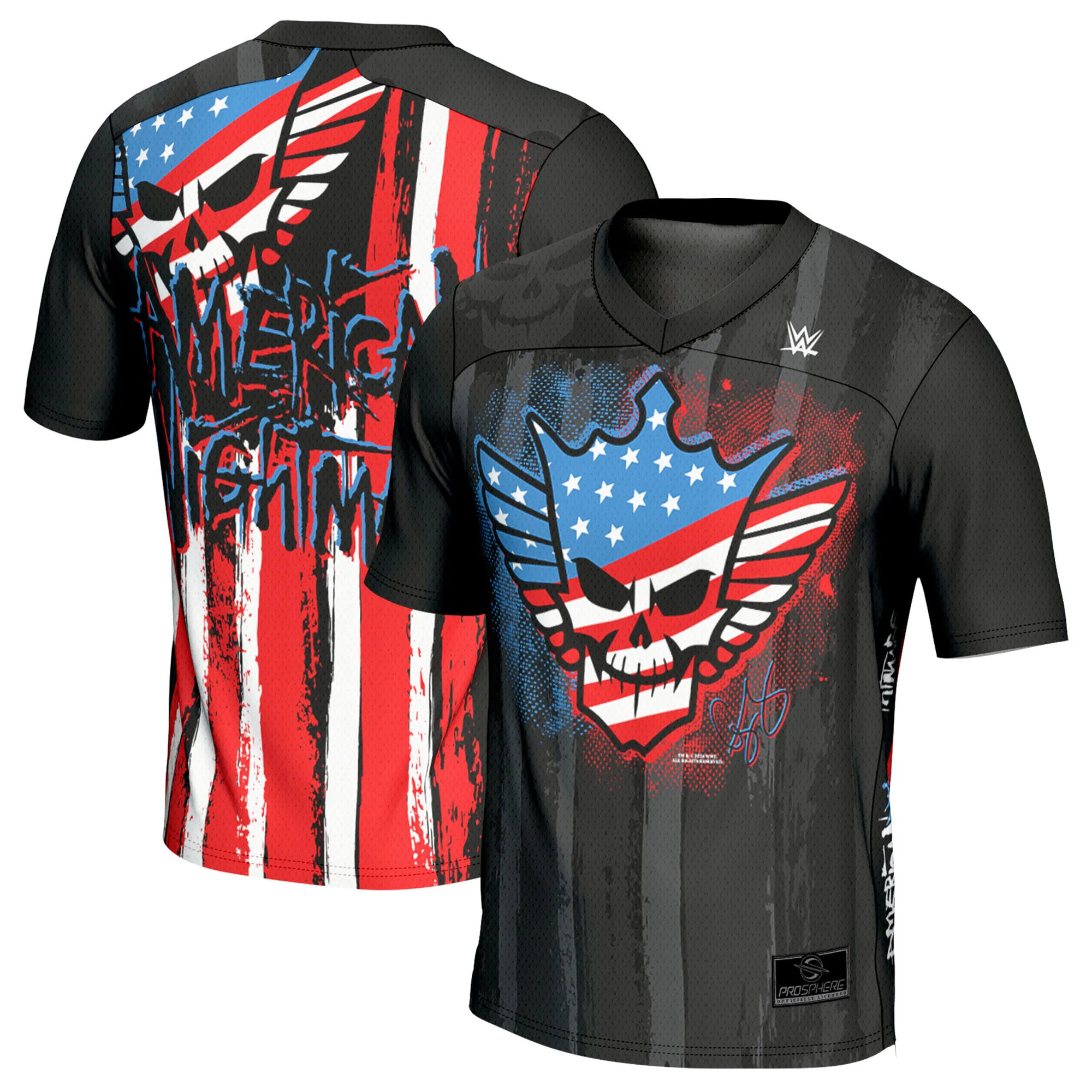 Men's ProSphere Black Cody Rhodes American Nightmare Flag Football Fashion Jersey sold by WWE