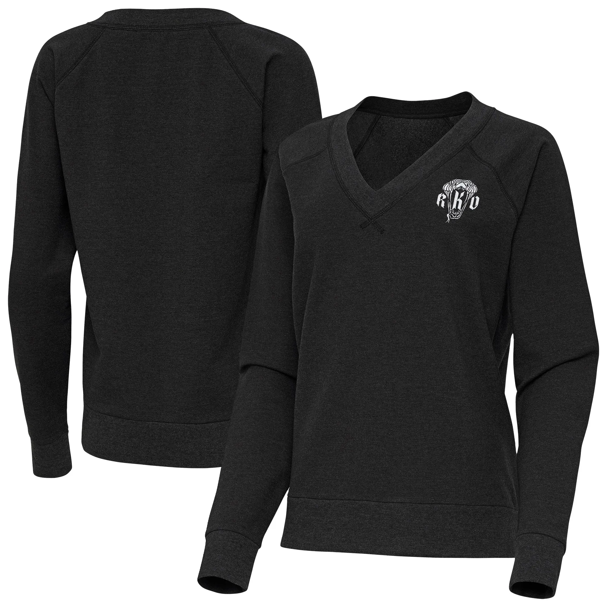 Women's Antigua Heather Black Randy Orton Varsity Tri-Blend V-Neck Long Sleeve T-Shirt sold by WWE