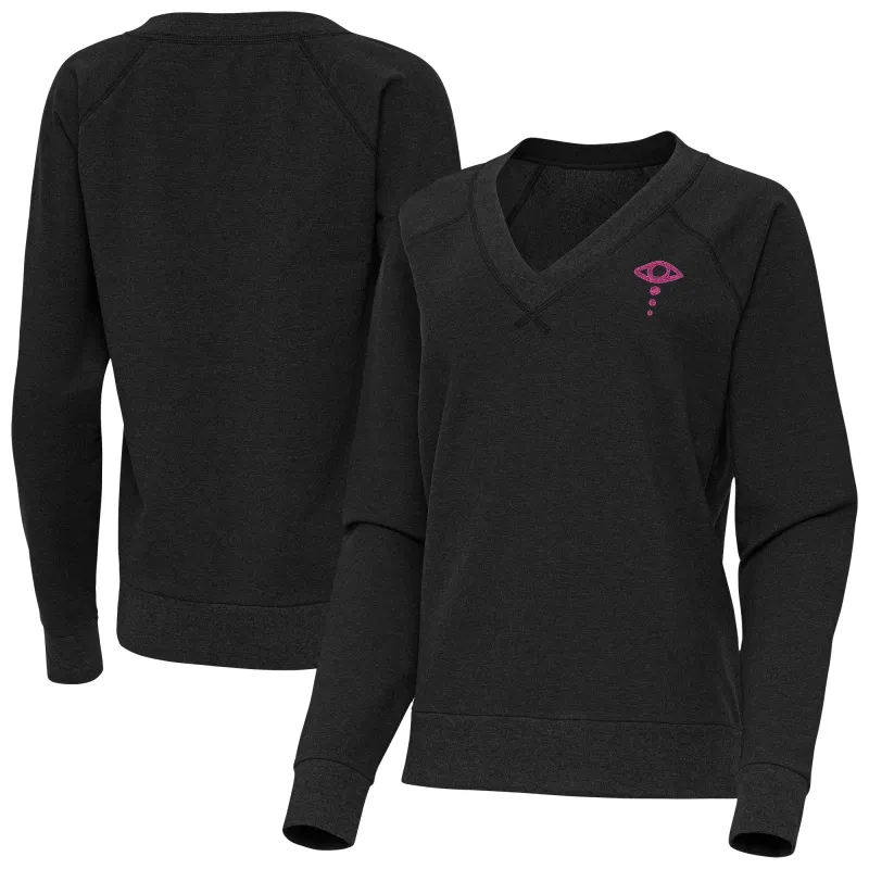 Women's Antigua Heather Black Liv Morgan Varsity Tri-Blend V-Neck Long Sleeve T-Shirt sold by WWE