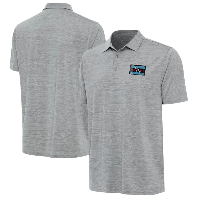 Men's Antigua Heather Gray CM Punk Layout Polo sold by WWE