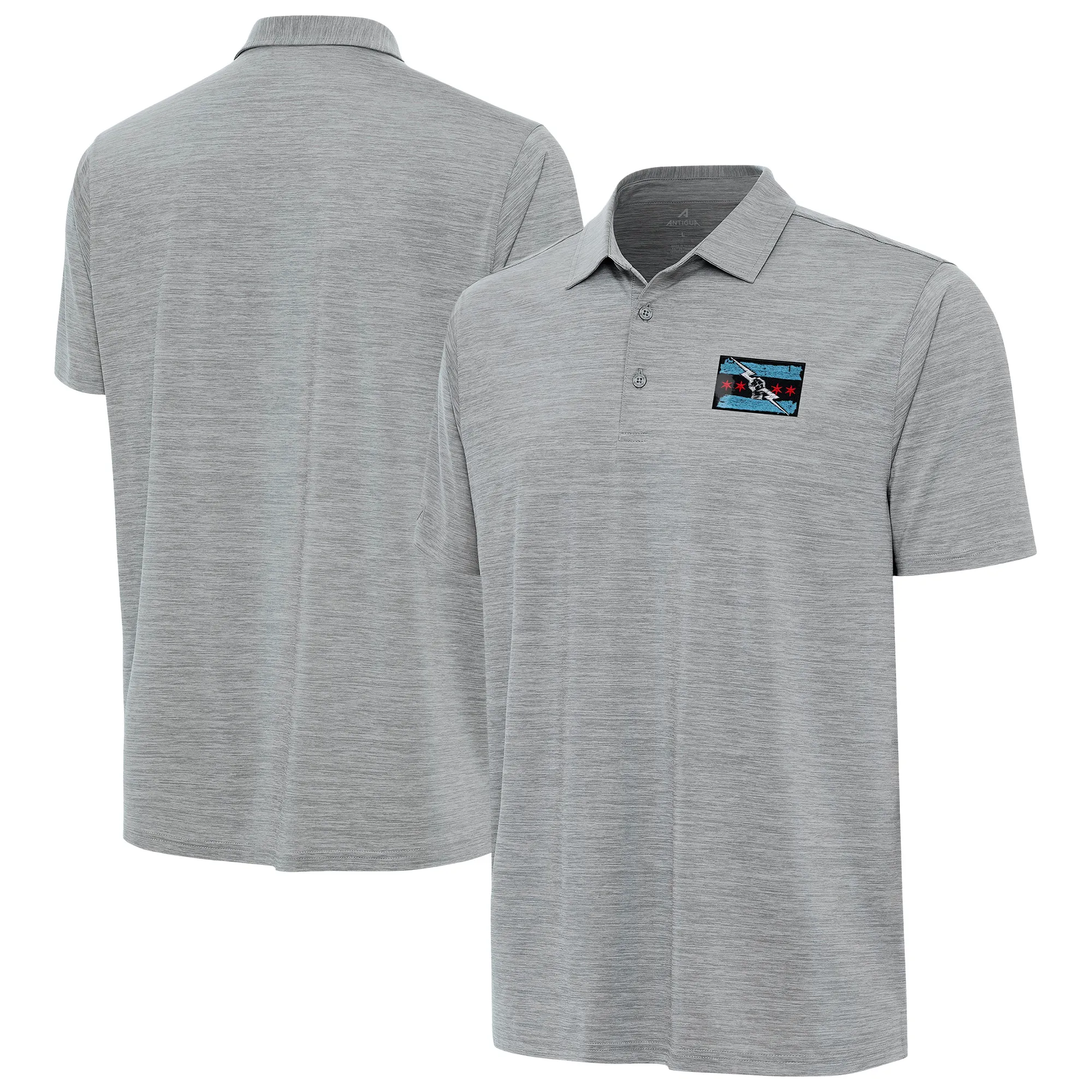 Men's Antigua Heather Gray CM Punk Layout Polo sold by WWE
