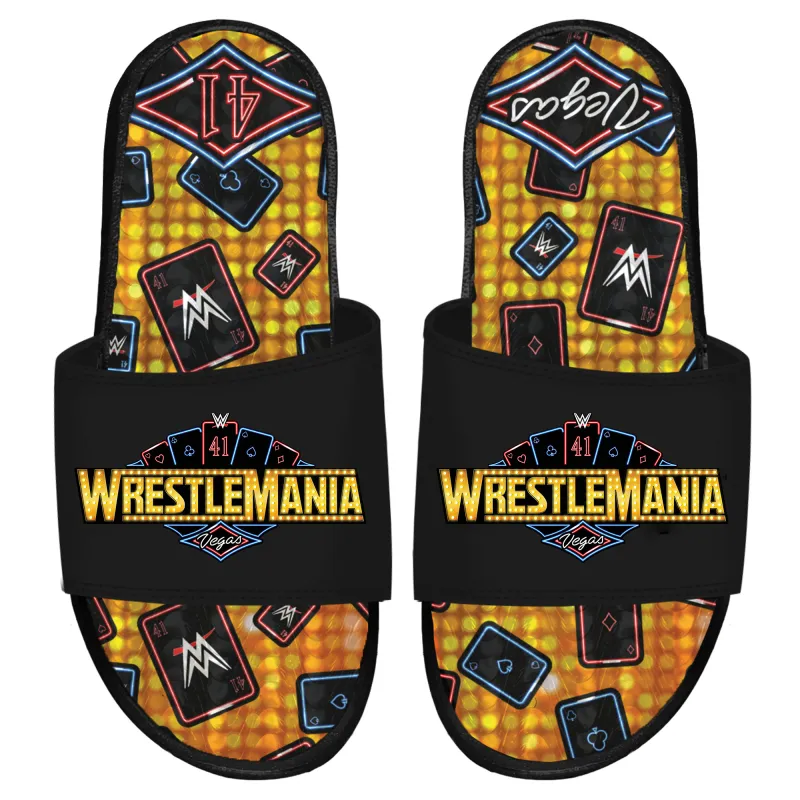 Men's ISlide WrestleMania 41 Pattern Gel Slide Sandals sold by WWE