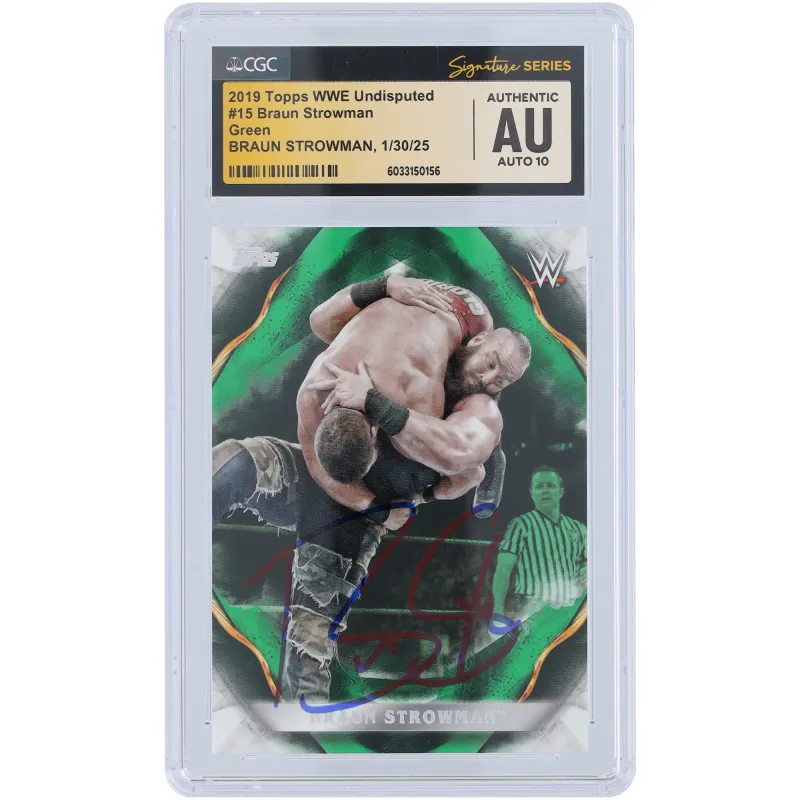 Braun Strowman WWE Autographed 2019 Topps Undisputed Green #15 #/50 CGC Fanatics Witnessed Authenticated Auto 10 Card sold by WWE