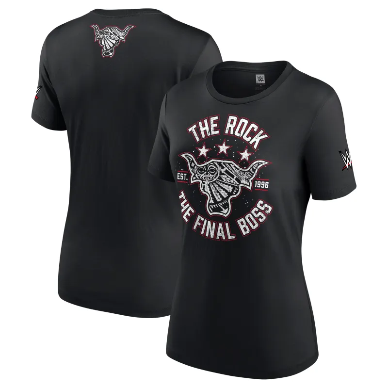 Women's Black The Rock The Final Boss T-Shirt made by WWE