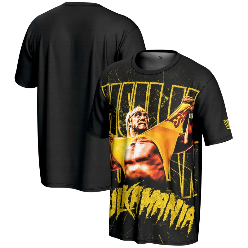 Men's ProSphere Black Hulk Hogan Hulkamania T-Shirt sold by WWE