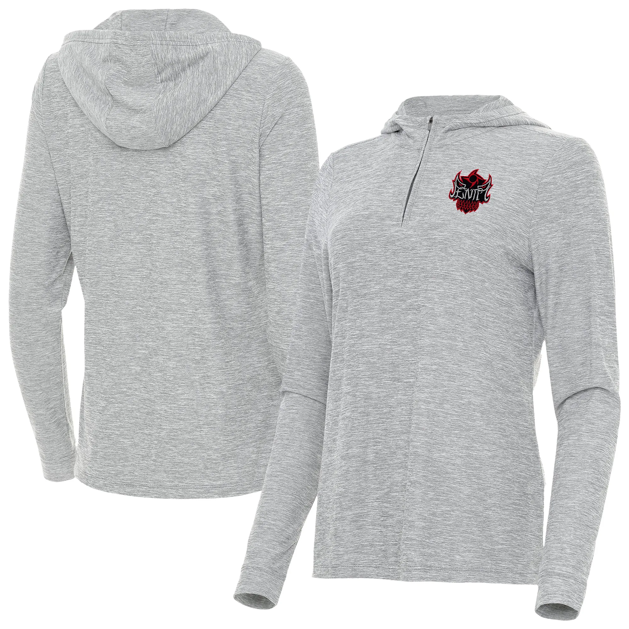 Women's Antigua Heather Gray Penta Daybreak Quarter-Zip Hoodie sold by WWE