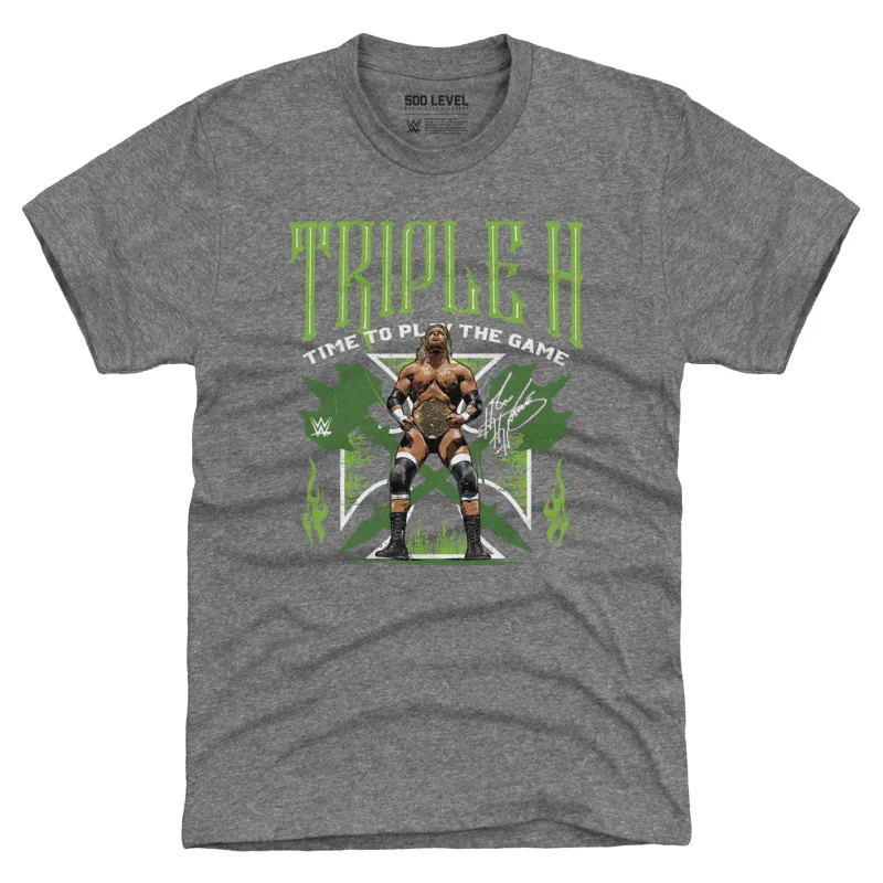 Men's 500 Level Heather Gray Triple H Premium T-Shirt sold by WWE