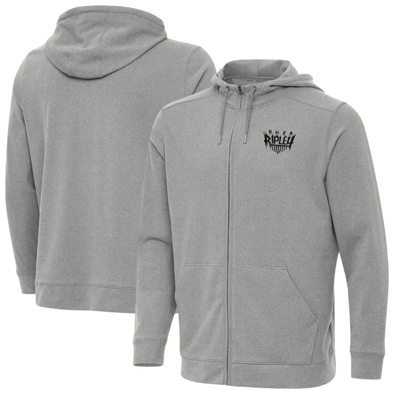 Men's Antigua Heather Gray Rhea Ripley Effortless Full-Zip Hoodie sold by WWE