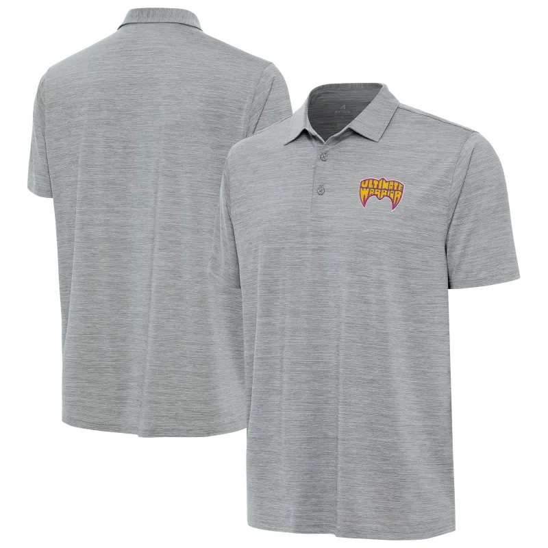 Men's Antigua Heather Gray The Ultimate Warrior Layout Polo sold by WWE