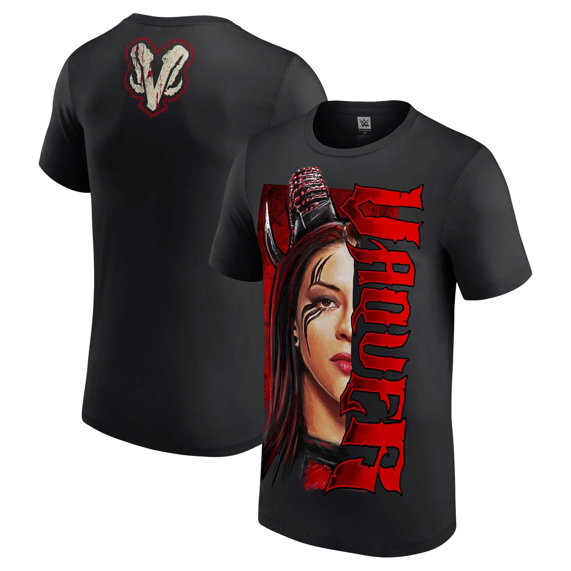 Men's Black Stephanie Vaquer Split Face T-Shirt sold by WWE
