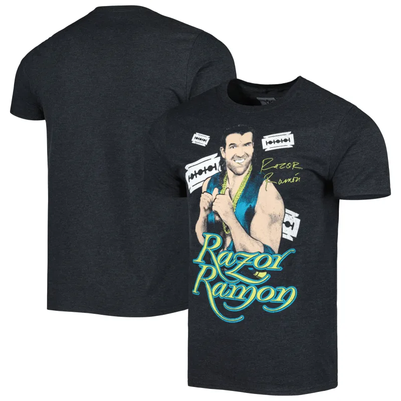 Men's Heather Black Razor Ramon Legends Graphic T-Shirt made by WWE