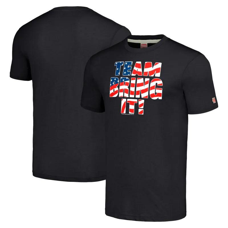 Men's Homage Heather Charcoal The Rock Team Bring It Stars and Stripes Tri-Blend T-Shirt sold by WWE