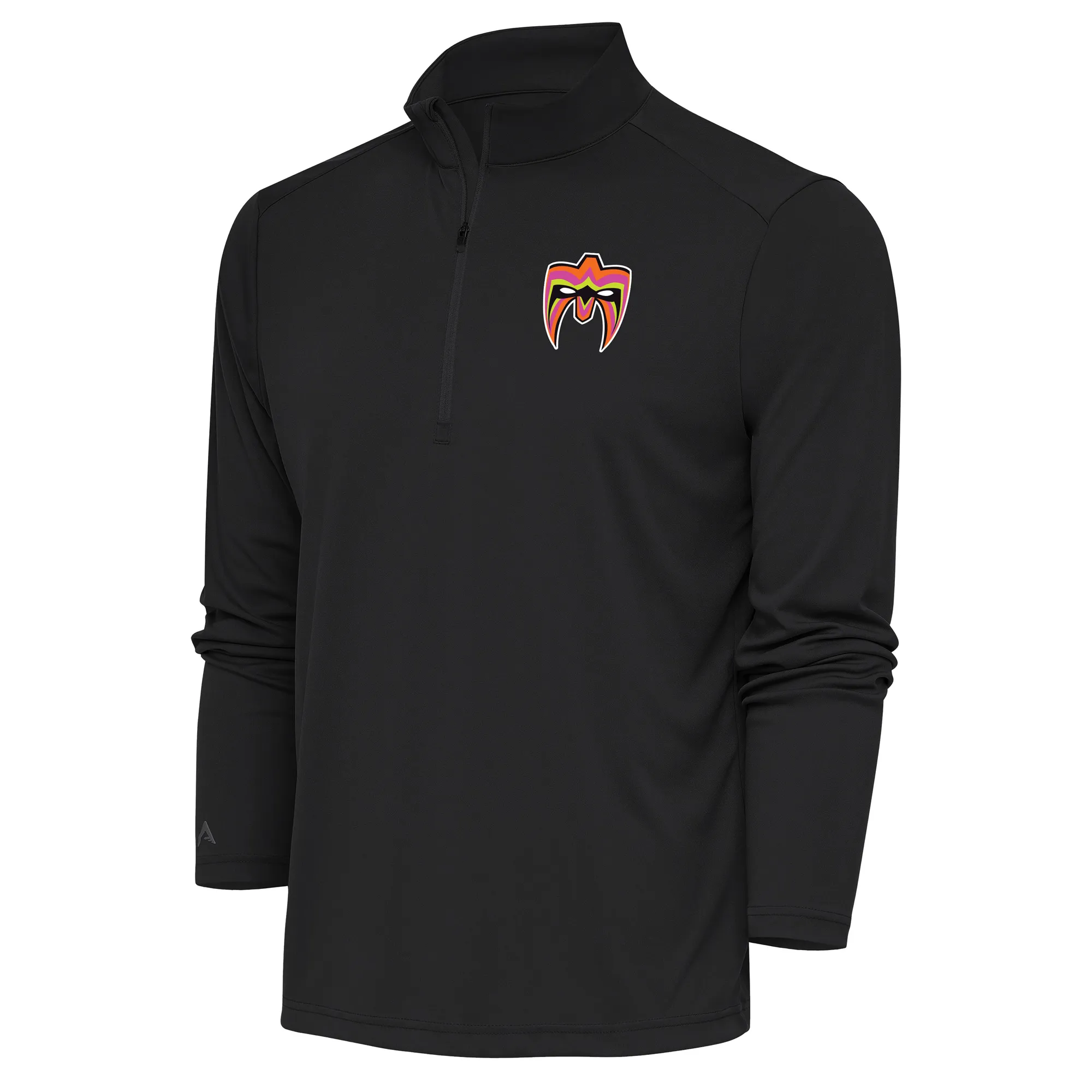 Men's Antigua Heather Black The Ultimate Warrior Tribute Quarter-Zip Pullover Top sold by WWE