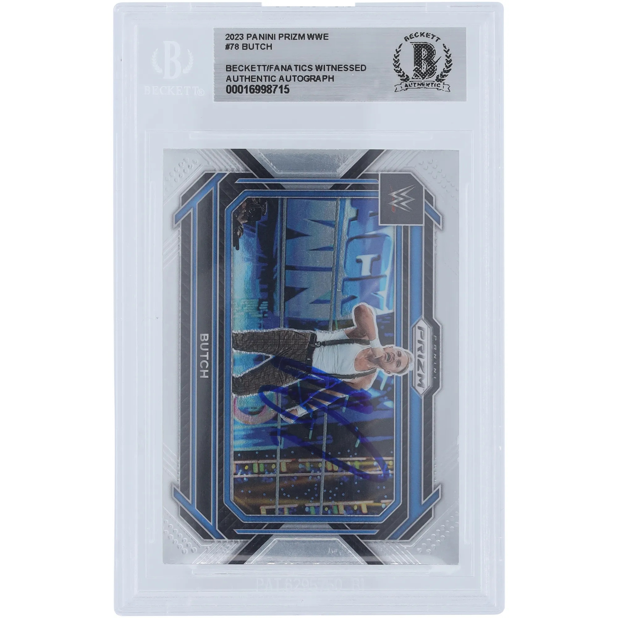 Butch WWE Autographed 2023 Panini Prizm #78 Beckett Fanatics Witnessed Authenticated Card sold by WWE