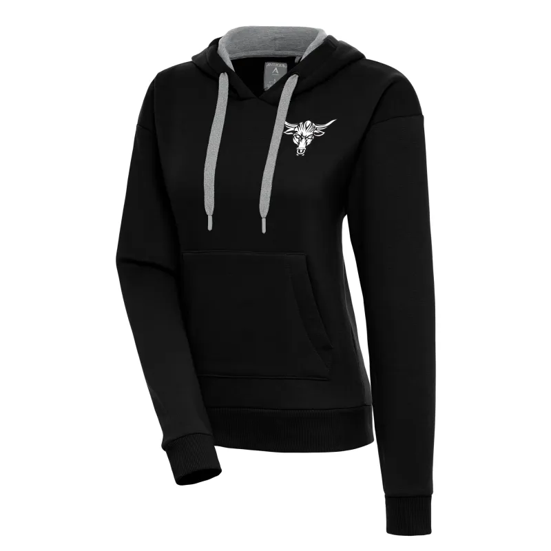 Women's Antigua  Black The Rock Victory Pullover Hoodie sold by WWE