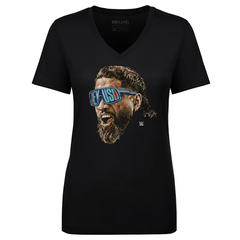 Women's 500 Level Black Jey Uso V-Neck T-Shirt sold by WWE