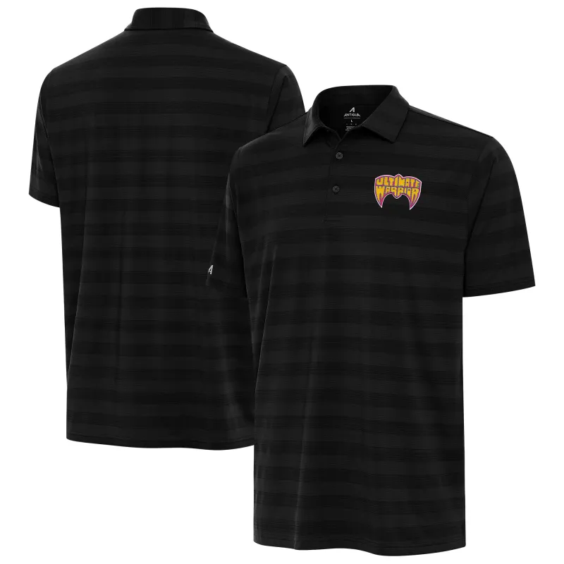 Men's Antigua Black The Ultimate Warrior Tunnel Polo sold by WWE
