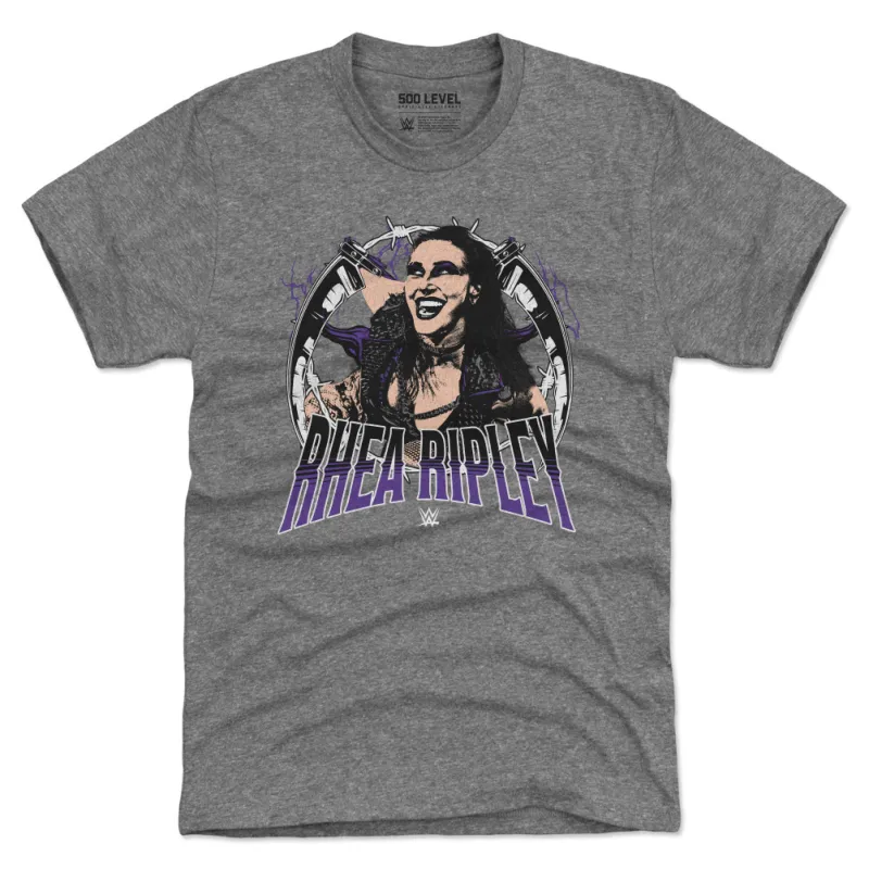 Men's 500 Level Heather Gray Rhea Ripley Posterize Tri-Blend T-Shirt sold by WWE