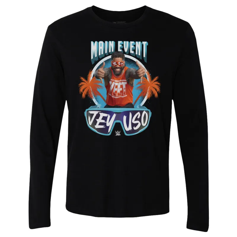Men's 500 Level Black Jey Uso Main Event Palms Long Sleeve T-Shirt sold by WWE
