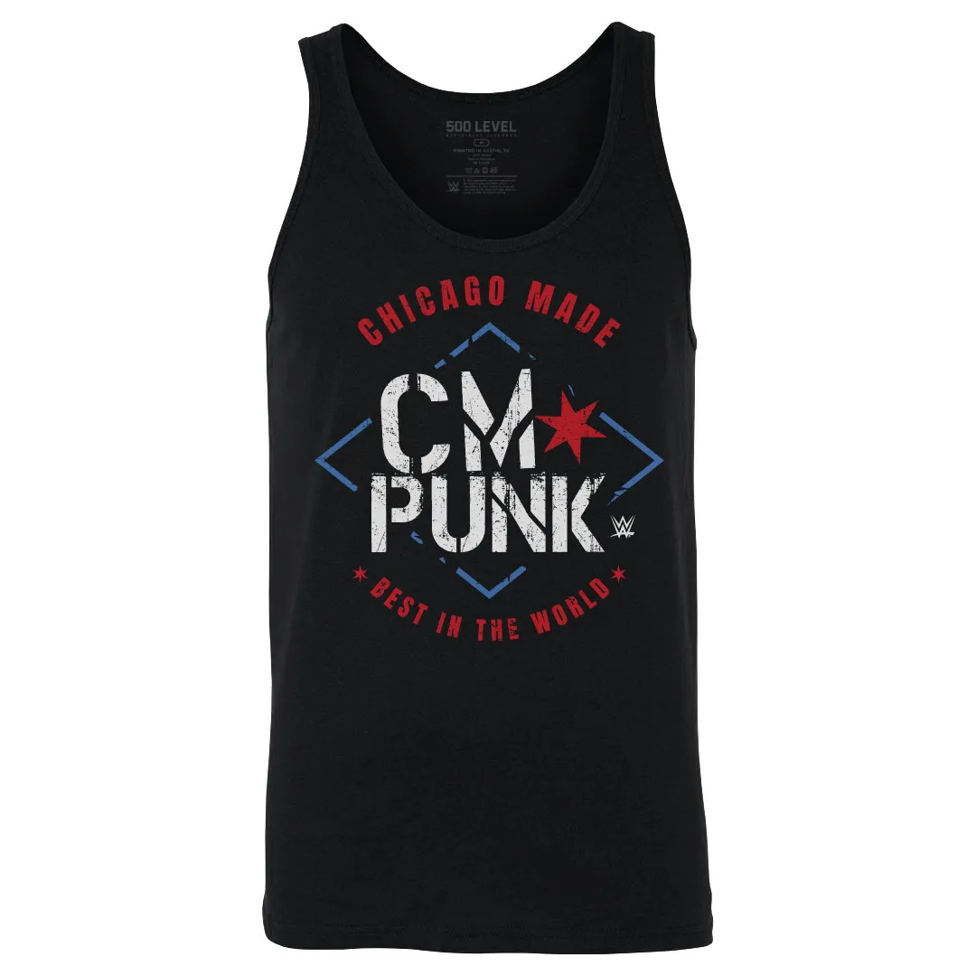 Men's 500 Level Black CM Punk Chicago Made Tank Top sold by WWE