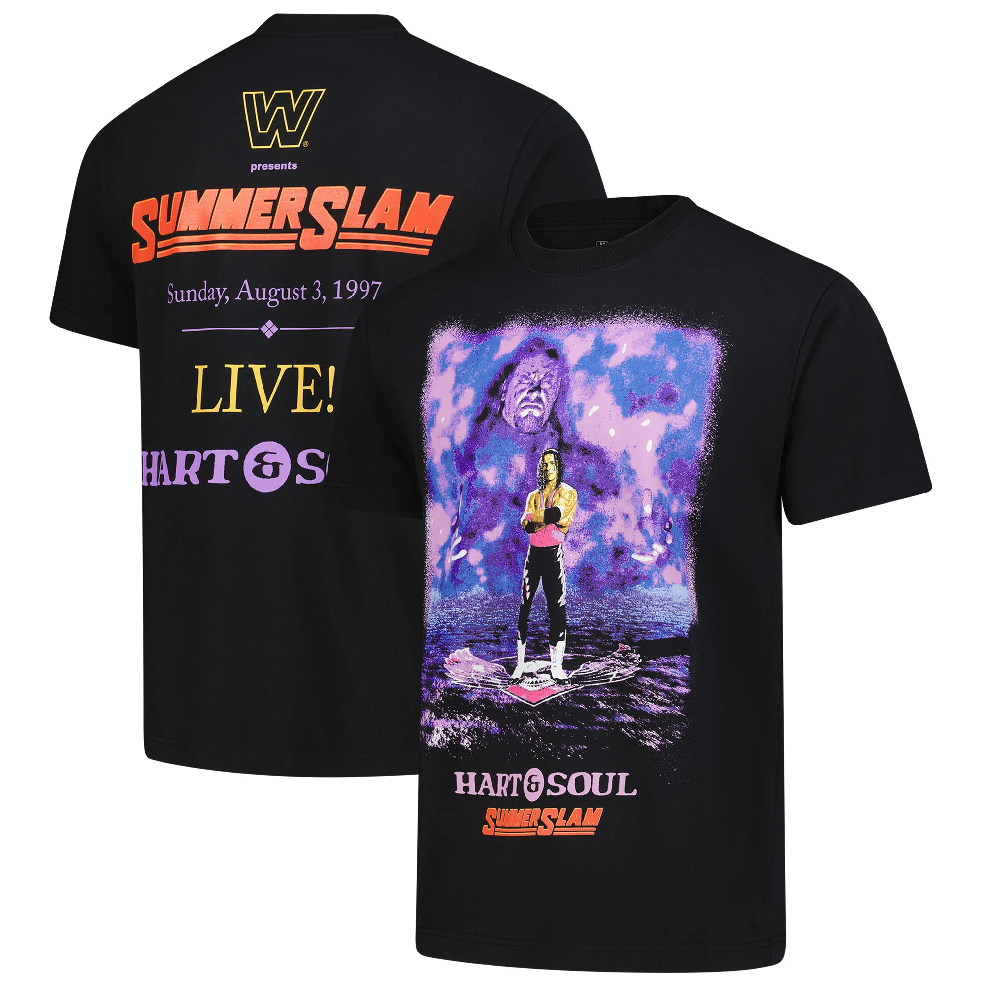 Men's Ripple Junction Black Bret Hart "Hart & Soul Vintage" Graphic T-Shirt sold by WWE
