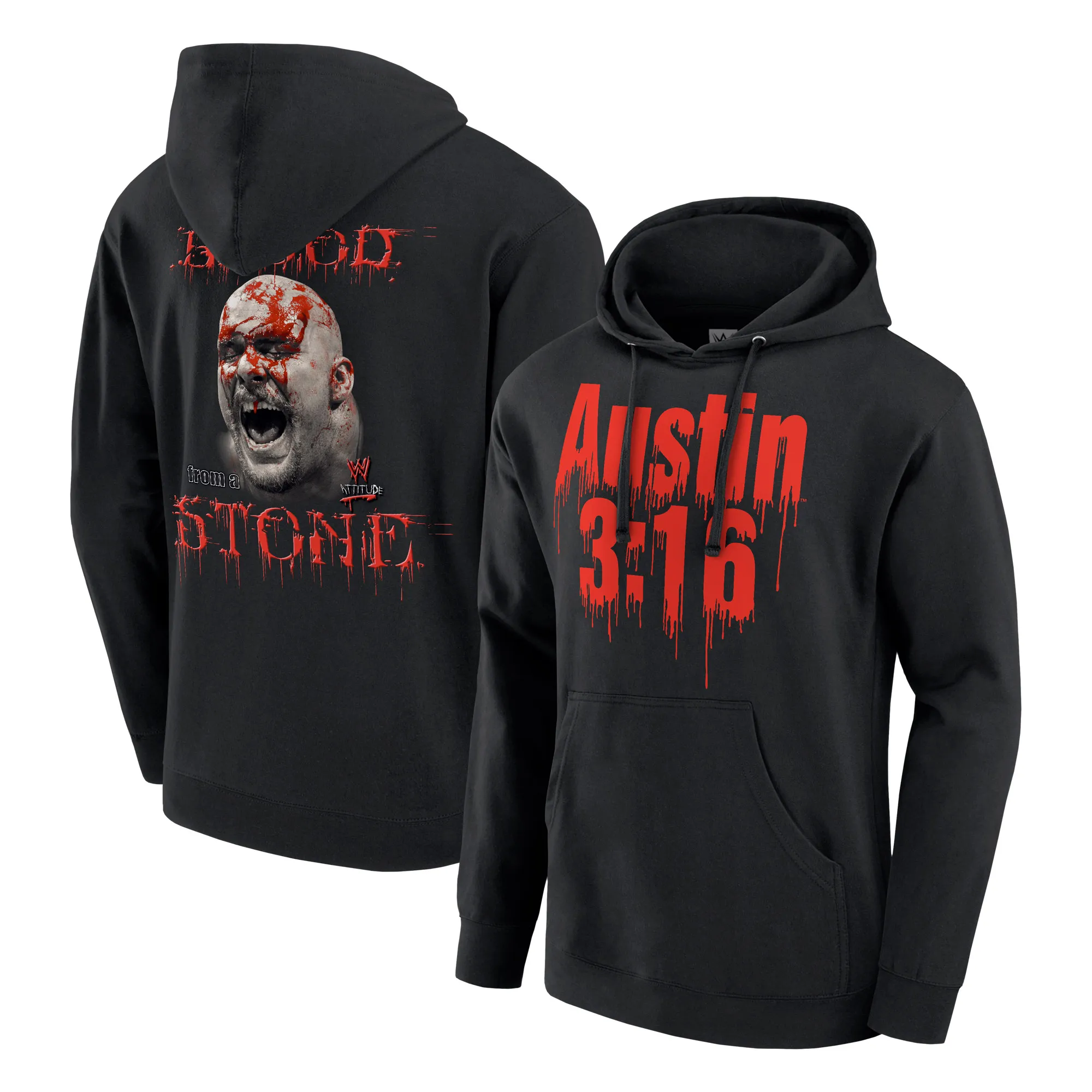 Men's Black "Stone Cold" Steve Austin Blood From A Stone Pullover Hoodie sold by WWE