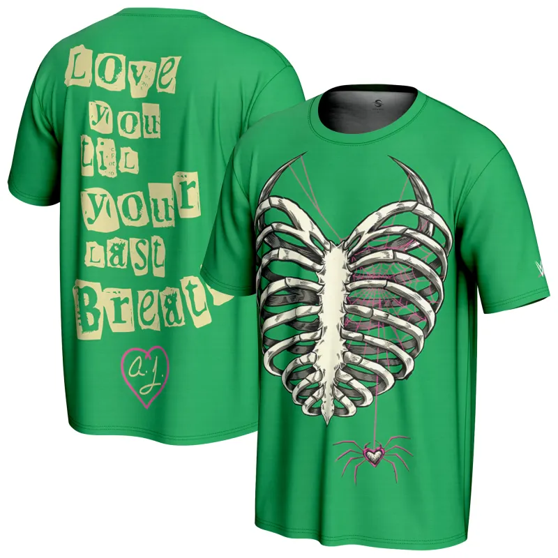 Men's ProSphere Green AJ Lee Ribcage T-Shirt sold by WWE