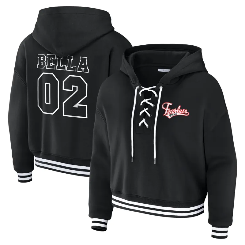 Women's WEAR by Erin Andrews Black Nikki Bella Fearless Lace-Up Pullover Hoodie sold by WWE