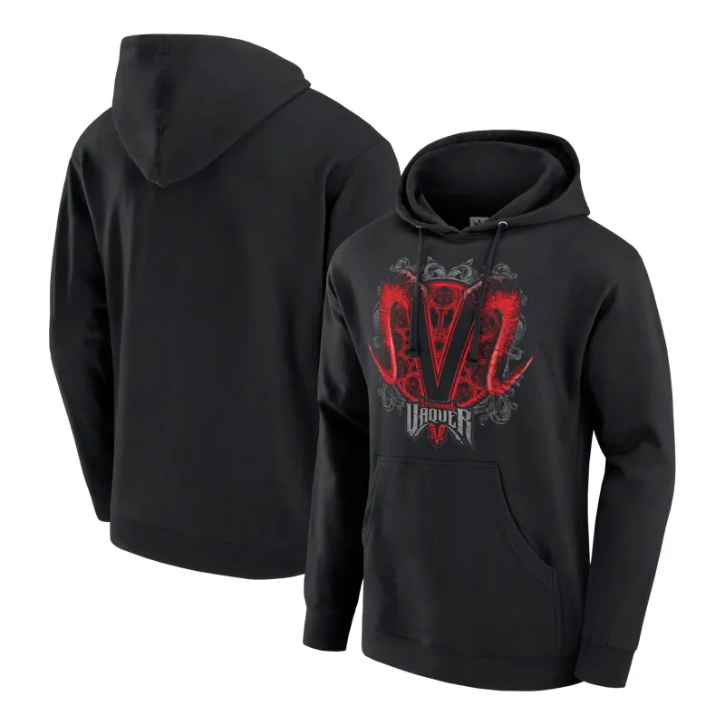 Men's Black Stephanie Vaquer V Logo Pullover Hoodie sold by WWE
