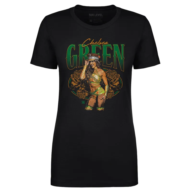 Women's 500 Level Black Chelsea Green Flowers T-Shirt sold by WWE