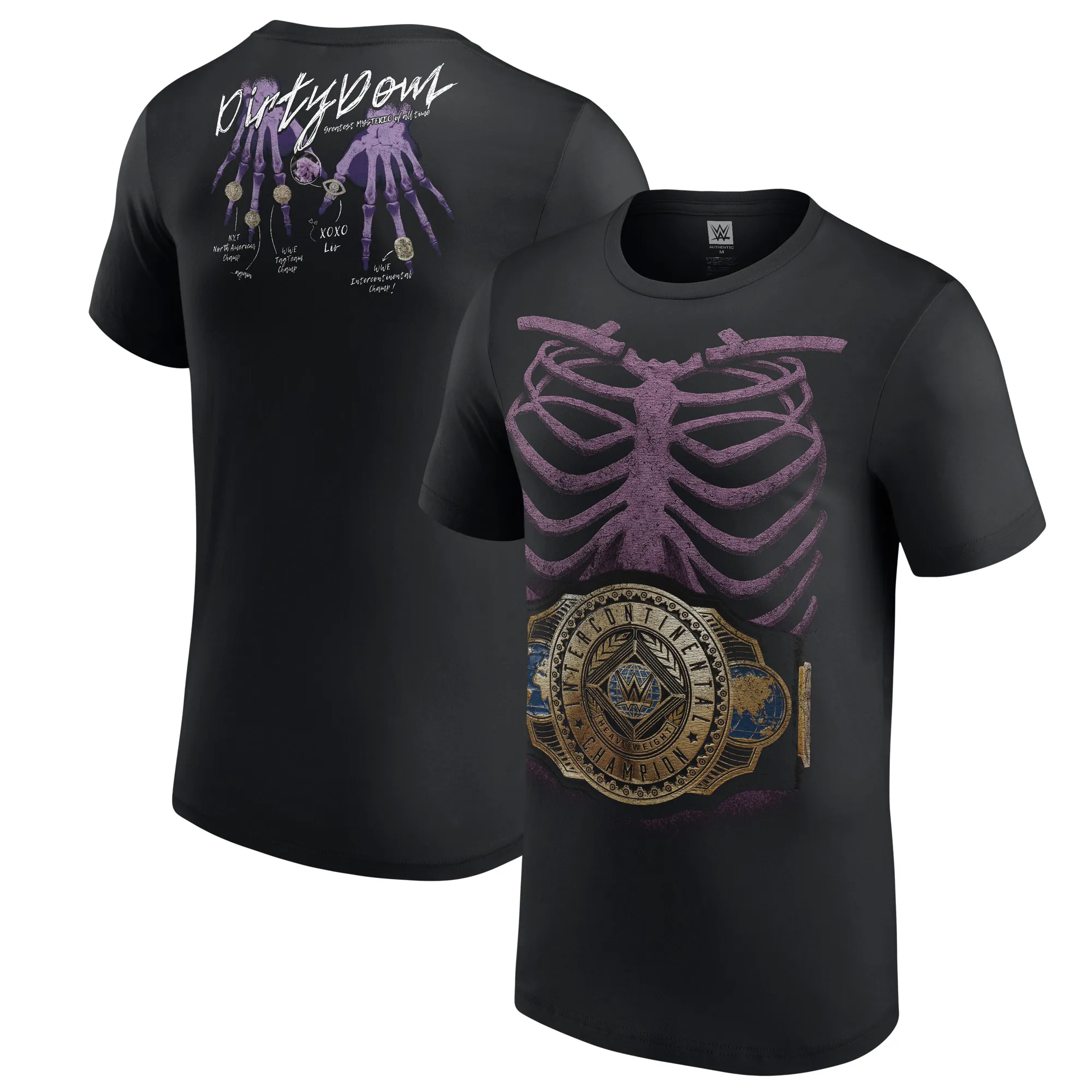 Men's Black Dominik Mysterio Rib Cage Champion T-Shirt sold by WWE