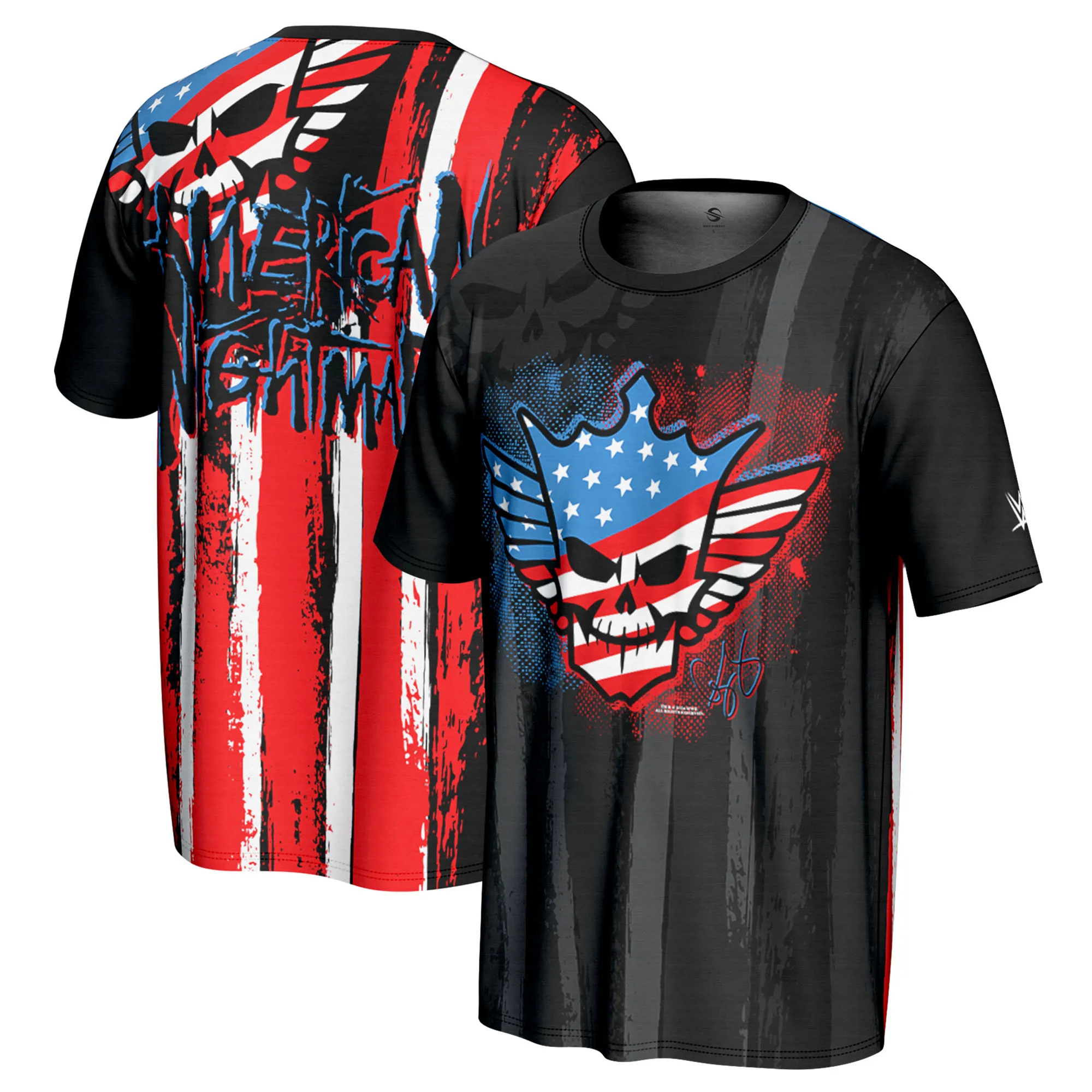 Men's ProSphere Black Cody Rhodes American Nightmare Flag T-Shirt sold by WWE