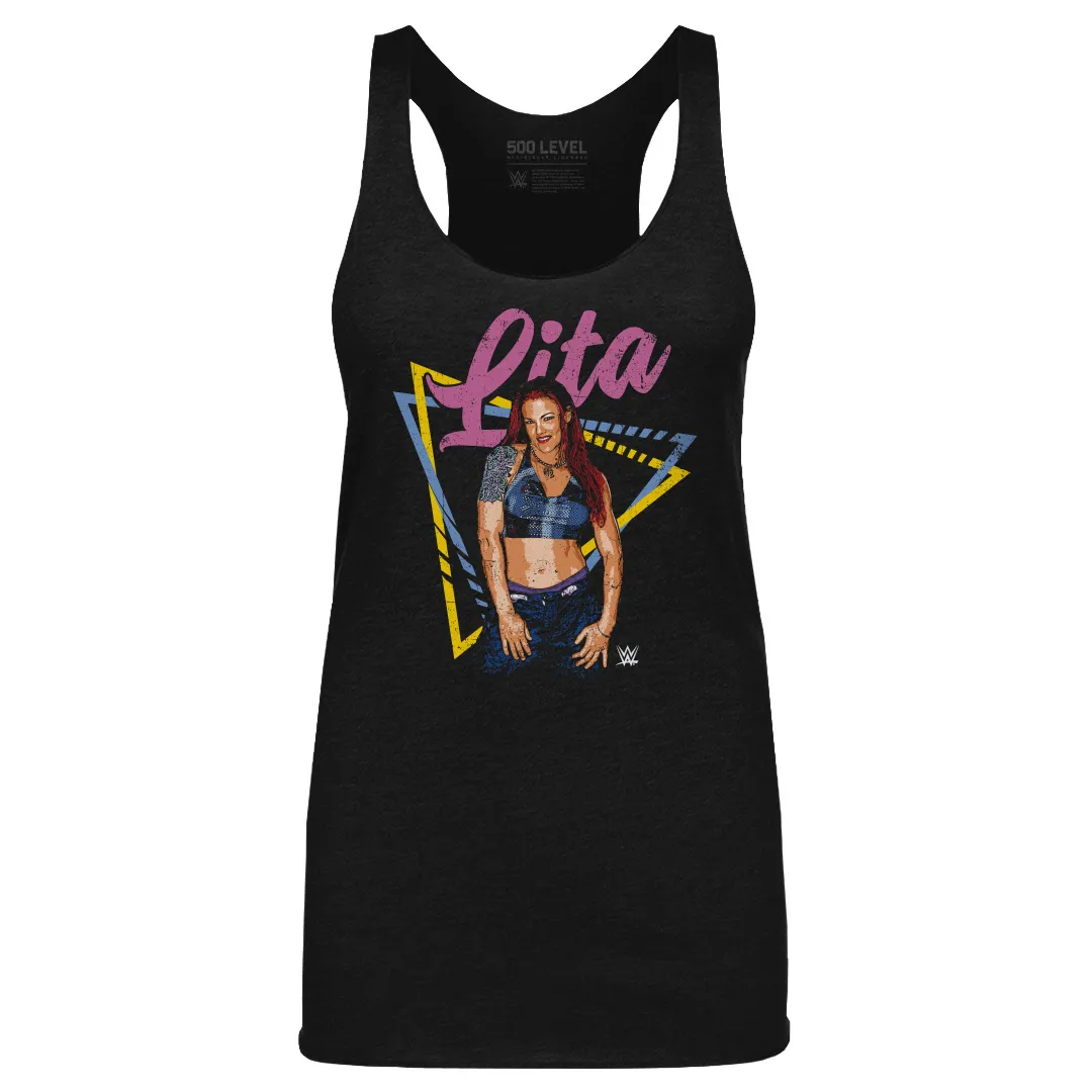 Women's 500 Level Heather Black Lita Rebel Tri-Blend Tank Top sold by WWE