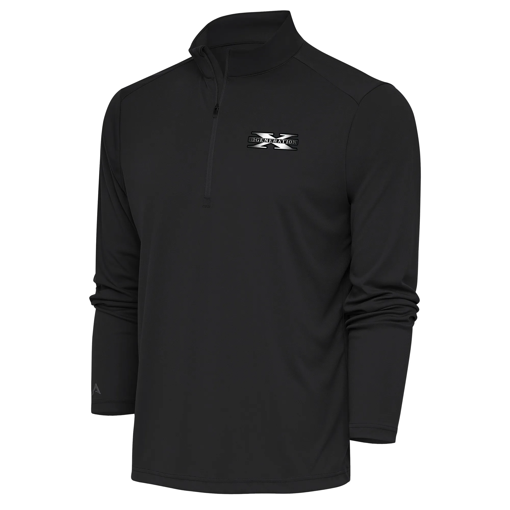 Men's Antigua Heather Black D-Generation X Tribute Quarter-Zip Pullover Top sold by WWE